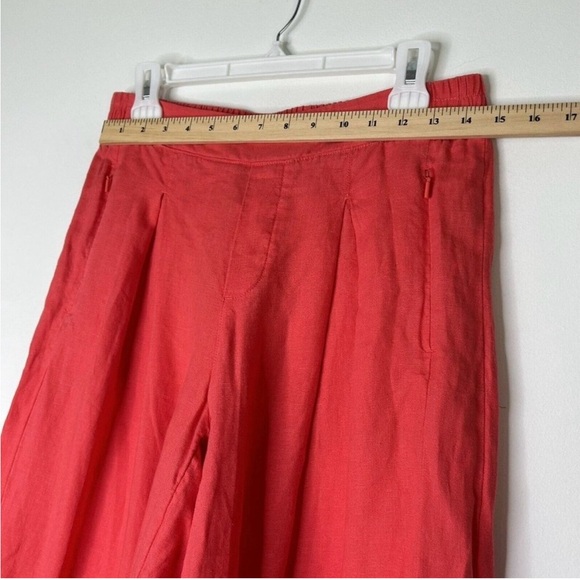 Athleta Playa Linen Wide Leg Crop Pants Womens Size 8 Bright Coral - Picture 9 of 12